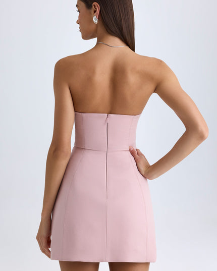 Pink Mauve Strapless Structured Tulip Mini Dress