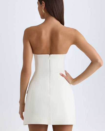 Vanilla Strapless Structured Tulip Mini Dress