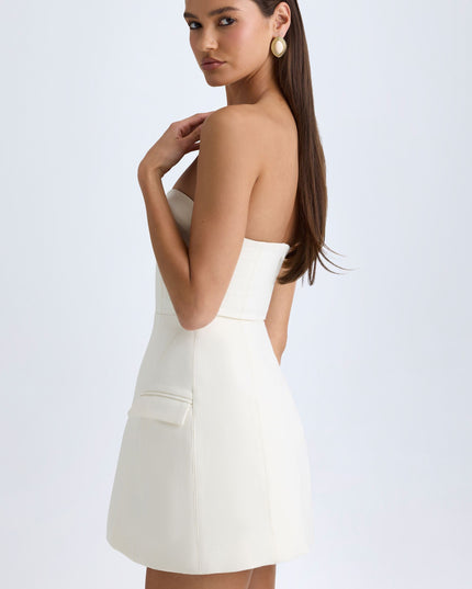 Vanilla Strapless Structured Tulip Mini Dress