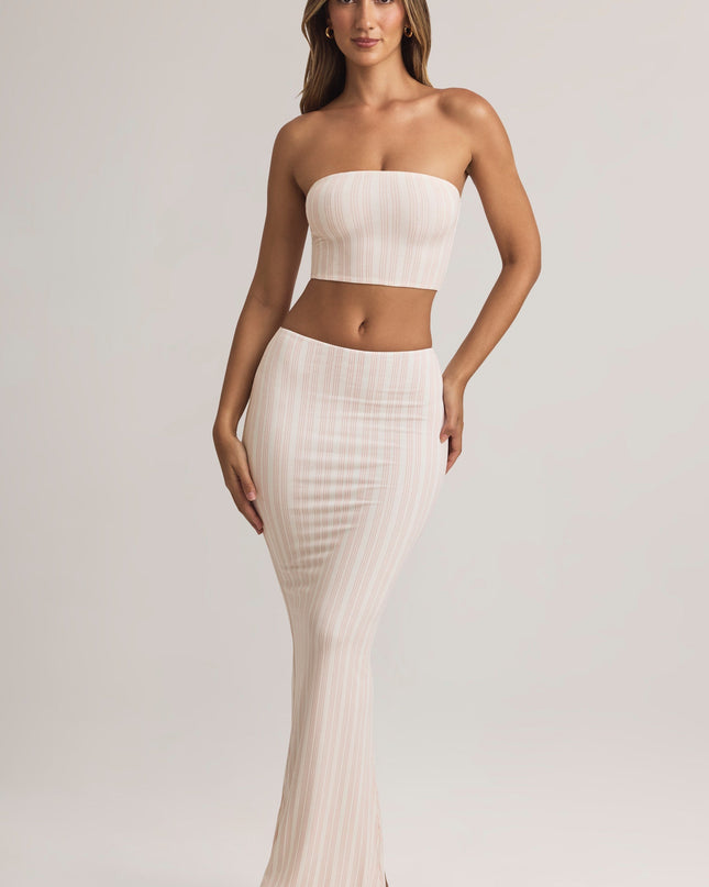 Stripe Print Modal Mid-Rise Maxi Skirt