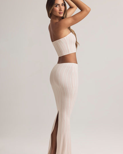 Stripe Print Modal Mid-Rise Maxi Skirt