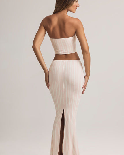 Stripe Print Modal Mid-Rise Maxi Skirt