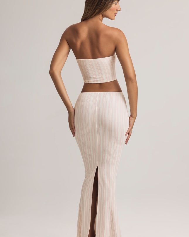 Stripe Print Modal Mid-Rise Maxi Skirt