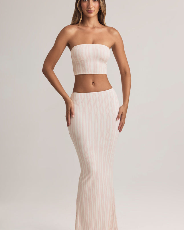 Stripe Print Modal Mid-Rise Maxi Skirt