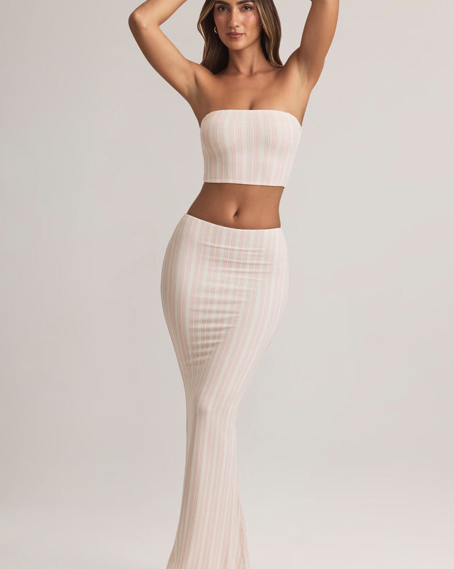 Stripe Print Modal Mid-Rise Maxi Skirt