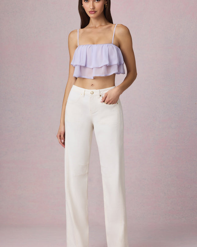 Ecru Wash Mid-Rise Barrel-Leg Jeans