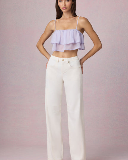 Ecru Wash Mid-Rise Barrel-Leg Jeans