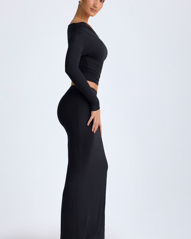Black Modal Low-Rise Maxi Skirt