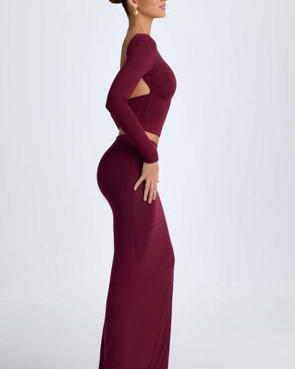 Wine Red Modal Low-Rise Maxi Skirt