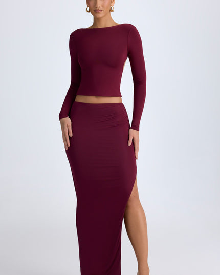 Wine Red Modal Low-Rise Maxi Skirt