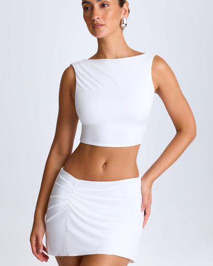 White Draped A-Line Mini Skirt