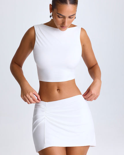 White Draped A-Line Mini Skirt