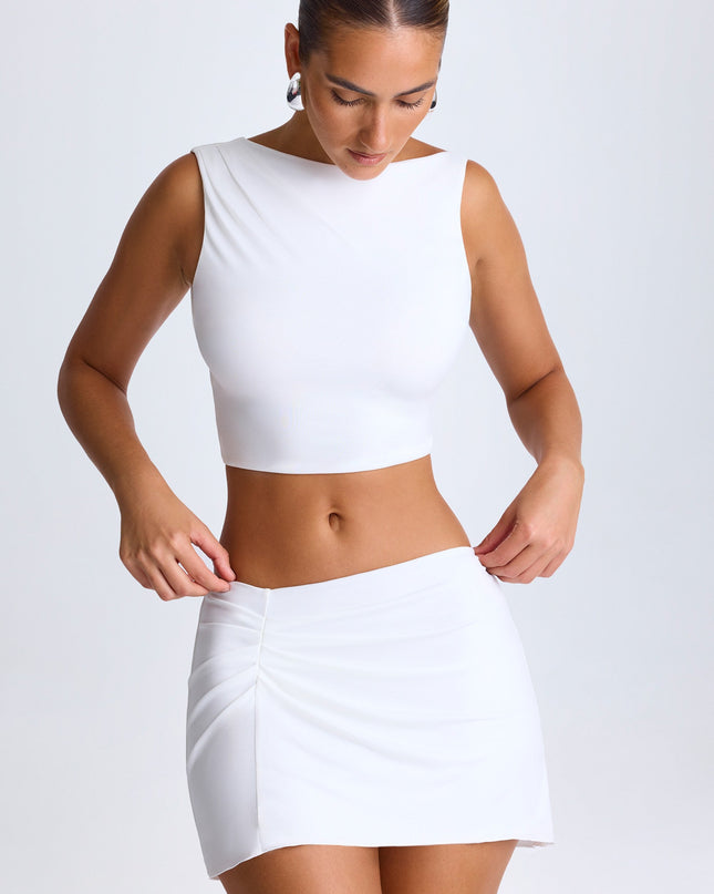 White Draped A-Line Mini Skirt