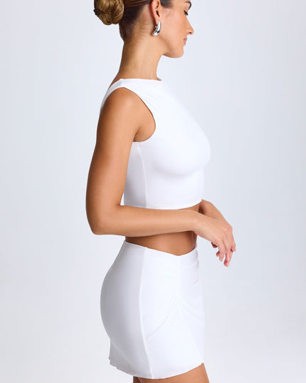 White Draped A-Line Mini Skirt