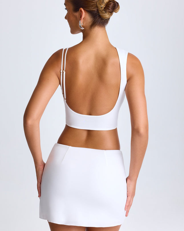 White Draped A-Line Mini Skirt