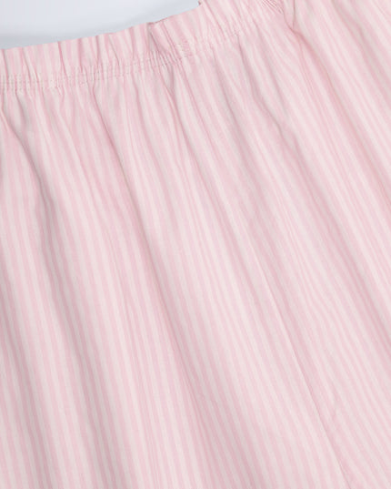 Pink White Stripe Wide-Leg Cotton-Poplin Trousers