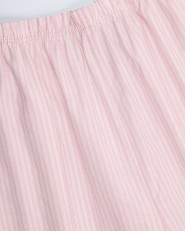 Pink White Stripe Wide-Leg Cotton-Poplin Trousers