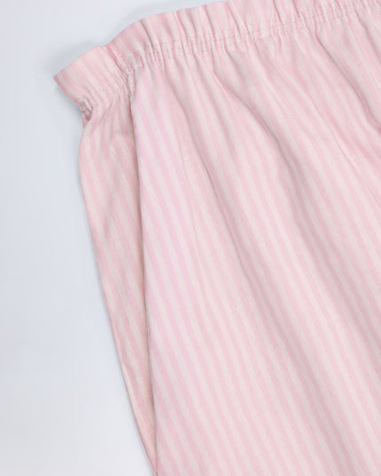 Pink White Stripe Wide-Leg Cotton-Poplin Trousers
