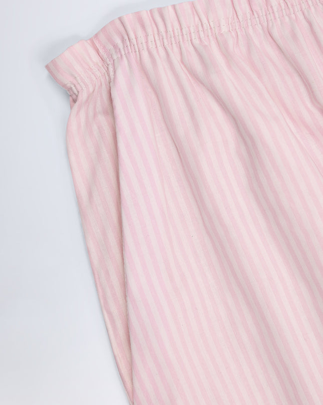 Pink White Stripe Wide-Leg Cotton-Poplin Trousers