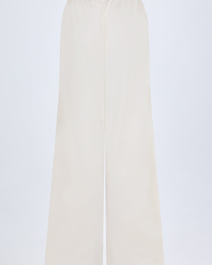White Wide-Leg Cotton-Poplin Trousers