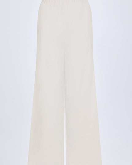 White Wide-Leg Cotton-Poplin Trousers