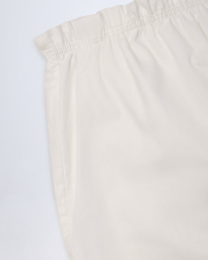 White Wide-Leg Cotton-Poplin Trousers