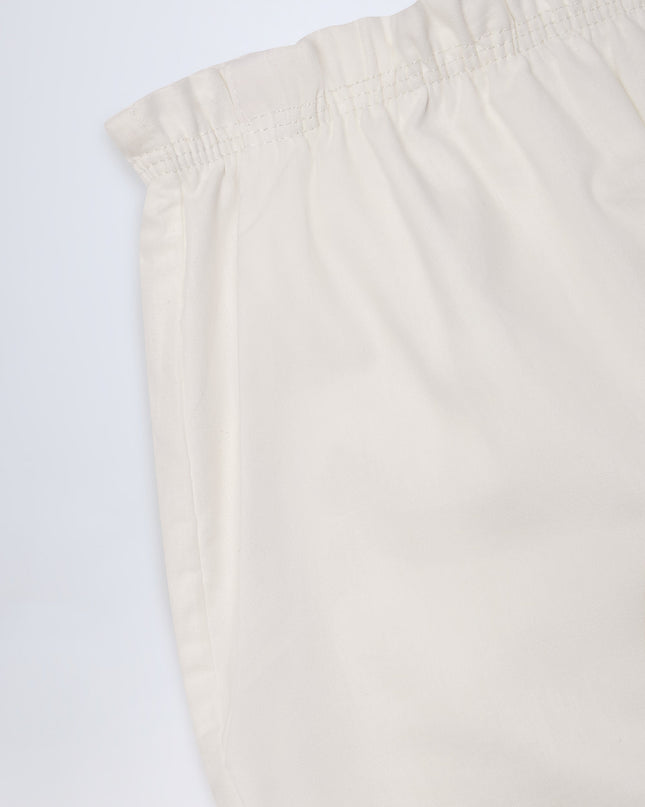 White Wide-Leg Cotton-Poplin Trousers