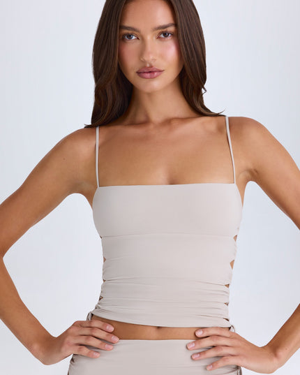 Taupe Ruched Cut-Out Top