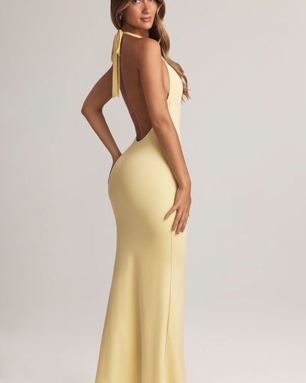 Lemon Sherbet Modal Halterneck Maxi Dress