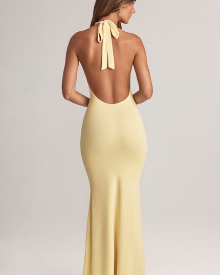 Lemon Sherbet Modal Halterneck Maxi Dress
