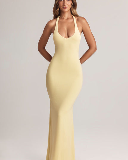 Lemon Sherbet Modal Halterneck Maxi Dress