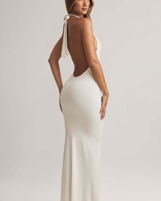 White Modal Halterneck Maxi Dress