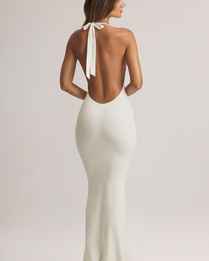 White Modal Halterneck Maxi Dress