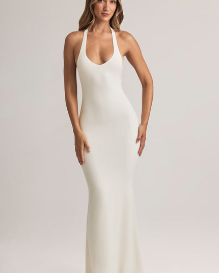 White Modal Halterneck Maxi Dress
