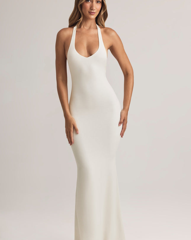 White Modal Halterneck Maxi Dress