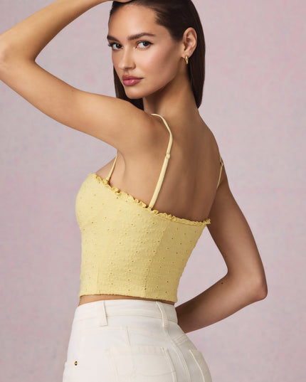 Lemon Yellow Modal Broderie Anglaise Camisole Top