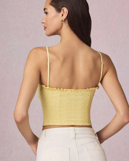 Lemon Yellow Modal Broderie Anglaise Camisole Top