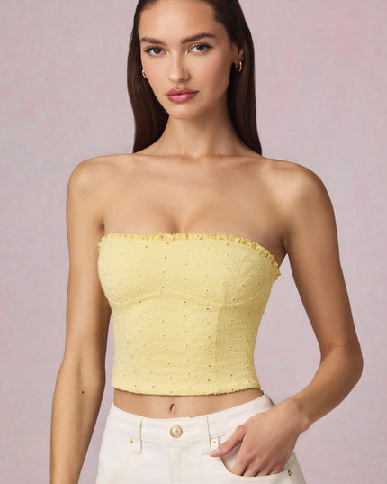 Lemon Yellow Modal Broderie Anglaise Camisole Top