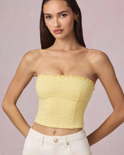 Lemon Yellow Modal Broderie Anglaise Camisole Top
