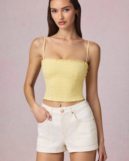 Lemon Yellow Modal Broderie Anglaise Camisole Top