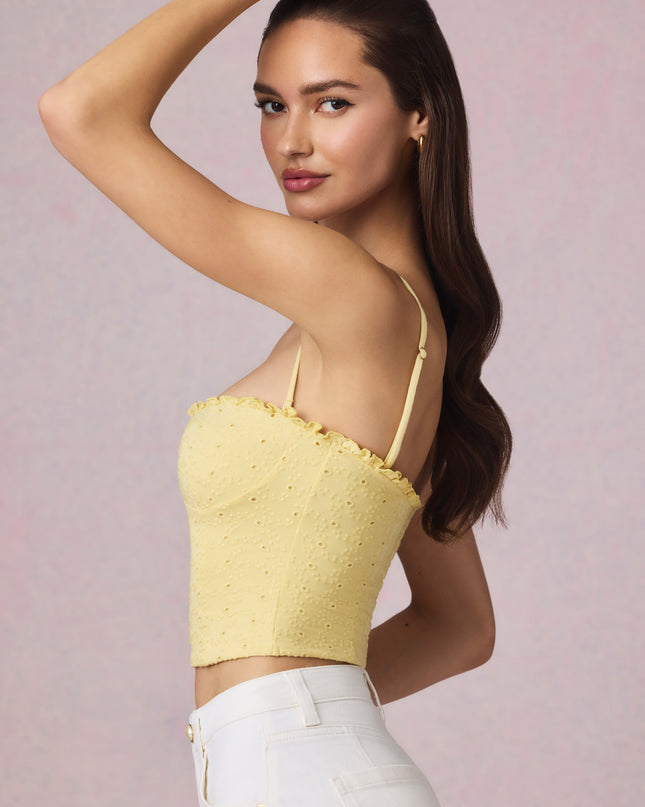 Lemon Yellow Modal Broderie Anglaise Camisole Top
