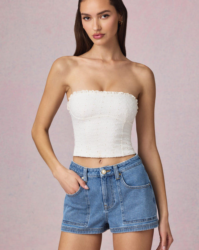 White Modal Broderie Anglaise Camisole Top