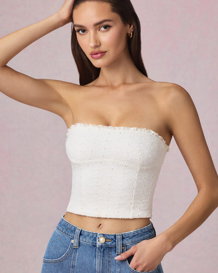 White Modal Broderie Anglaise Camisole Top