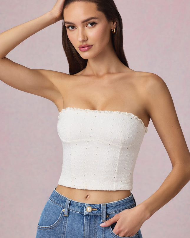 White Modal Broderie Anglaise Camisole Top