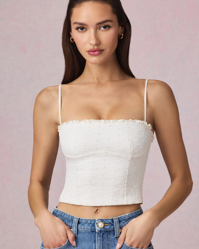 White Modal Broderie Anglaise Camisole Top