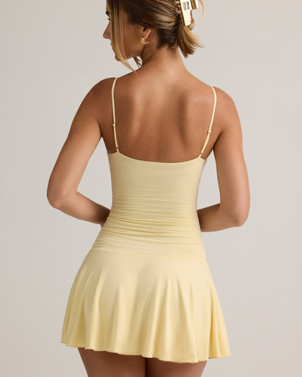 Buttercream Yellow Modal Ruched A-Line Mini Dress
