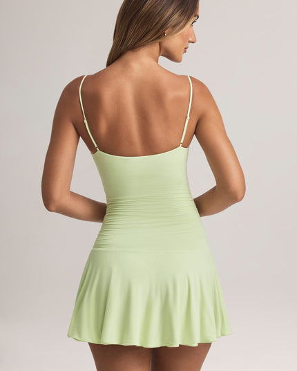 Sage Green Modal Ruched A-Line Mini Dress