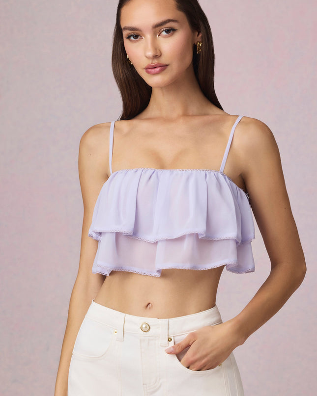 Lilac Ruffled Cropped Camisole Top