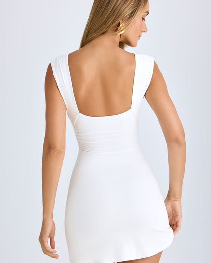 White Modal Ruched A-Line Mini Dress