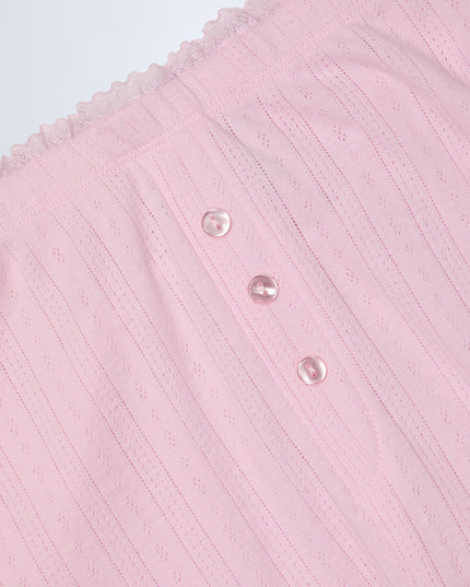 Baby Pink Pointelle Mid-Rise Straight-Leg Trousers